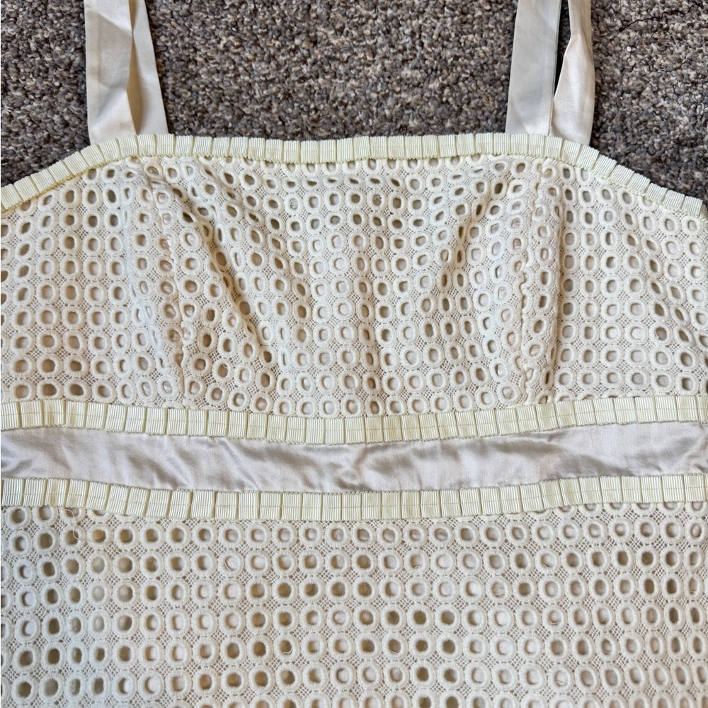 Lilly Pulitzer Cream Light Yellow Eyelet Tank with Satin Trim - Picture 5 of 8
